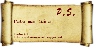 Paterman Sára névjegykártya